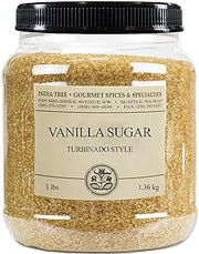 India Tree Vanilla Sugar, 3 lb Canister - Vegan, Non-GMO and Fair Trade Raw Cane Sugar with Real Vanilla Bean