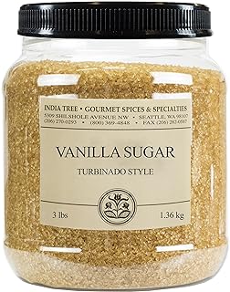 India Tree Vanilla Sugar, 3 lb Canister - Vegan, Non-GMO and Fair Trade Raw Cane Sugar with Real Vanilla Bean