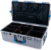 Silver & Blue Pelican 1615 air case with Trekpak dividers and mesh lid organizer.