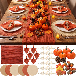 Batiyeer Thanksgiving Table Setting Kit, 71 Pieces, Terracotta