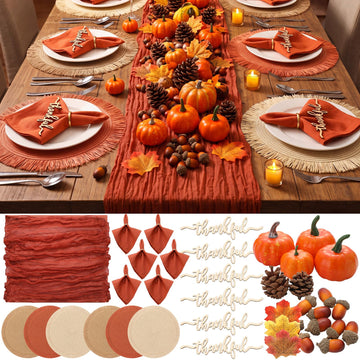 Batiyeer Thanksgiving Table Setting Kit, 71 Pieces, Terracotta