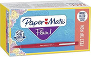 Paper Mate Flair Felt Tip Marker Pen, Red Ink, Medium, 36 per Box