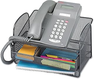 Safco 2160BL Onyx Angled Mesh Steel Telephone Stand 11 3/4 x 9 1/4 x 7 Black