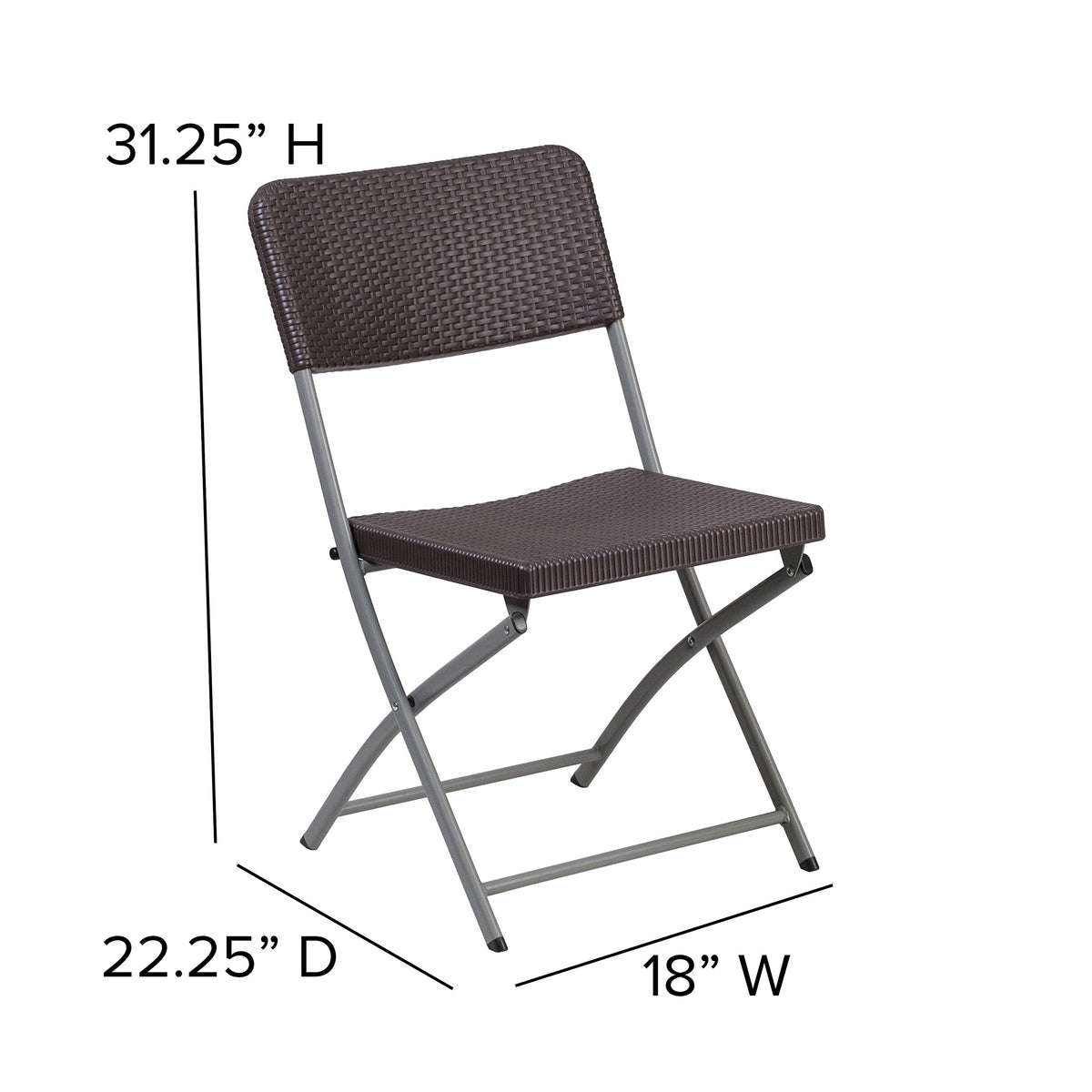 5.62-Foot Brown Rattan Indoor-Outdoor Plastic Folding Table Set with 6 Chairs by Flash Furniture – 32.5'' W x 67.5'' L, Model DAD-YCZ-172-61-GG