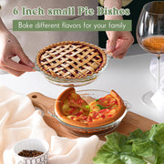 Uiifan Mini Glass Pie Pan, 6 Inch Clear Baking Dish with Handles, Set of 4