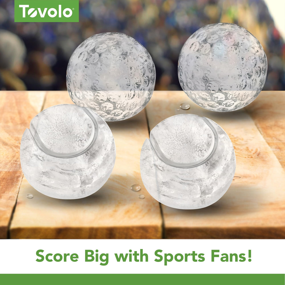 Sports Ice Mold Bundle Set of 4 Golf Ball and Tennis Ball Shapes Large Craft Ice Cubes for Whiskey Cocktails with Silicone Lids by Tovolo – Set of 4, 6 fluid_ounces, Silicone
