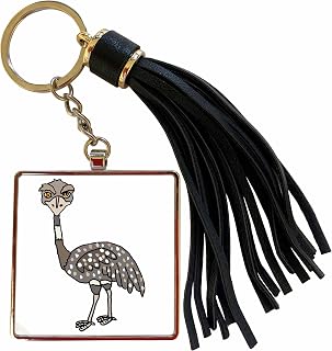 3dRose Funny Cool Camera hog Emu Bird Cartoon Tassel Key Chain
