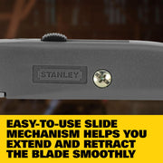 6-1/8 in. (156mm) Retractable Utility Knife by STANLEY – One Size, High Carbon Steel, Black, Yellow, Model 10-175