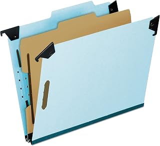 Pendaflex 59251 Pressboard Hanging Classi-Folder, 1 Divider/4-Sections, Letter, 2/5 Tab, Blue