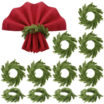 LemonRoad Norfolk Pine Napkin Rings, Set of 12, Green
