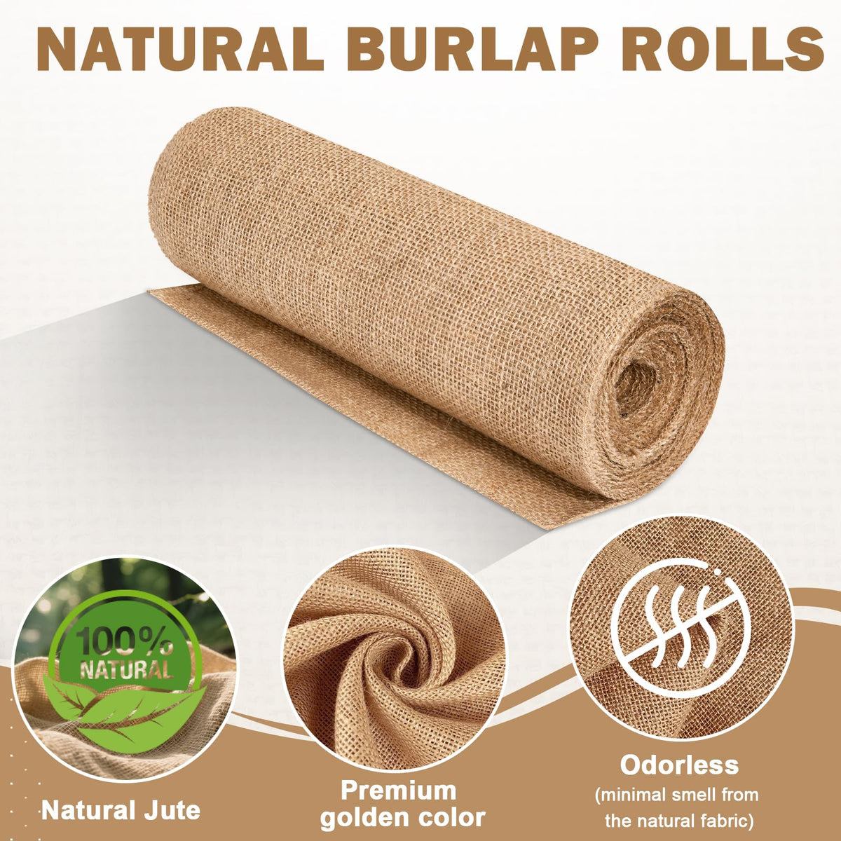 Topdiaos Burlap Table Runner, 12 x 10 Yard Roll, Brown