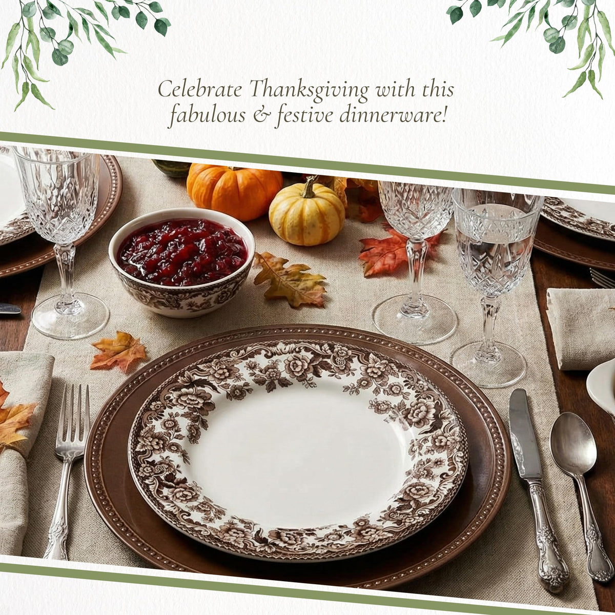 Spode Delamere Earthenware Salad Plates, 8 Inch Diameter, Set of 4, Brown and White