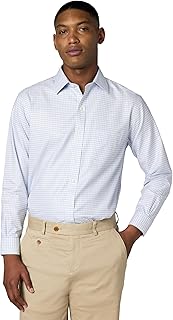 Brooks Brothers Mens Non-Iron Stretch Dobby Ainsley Spread Collar Check Dress Shirtdress Shirt