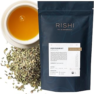 Rishi Tea Peppermint Organic Herbal Loose Leaf Tea, Caffeine Free, 4oz