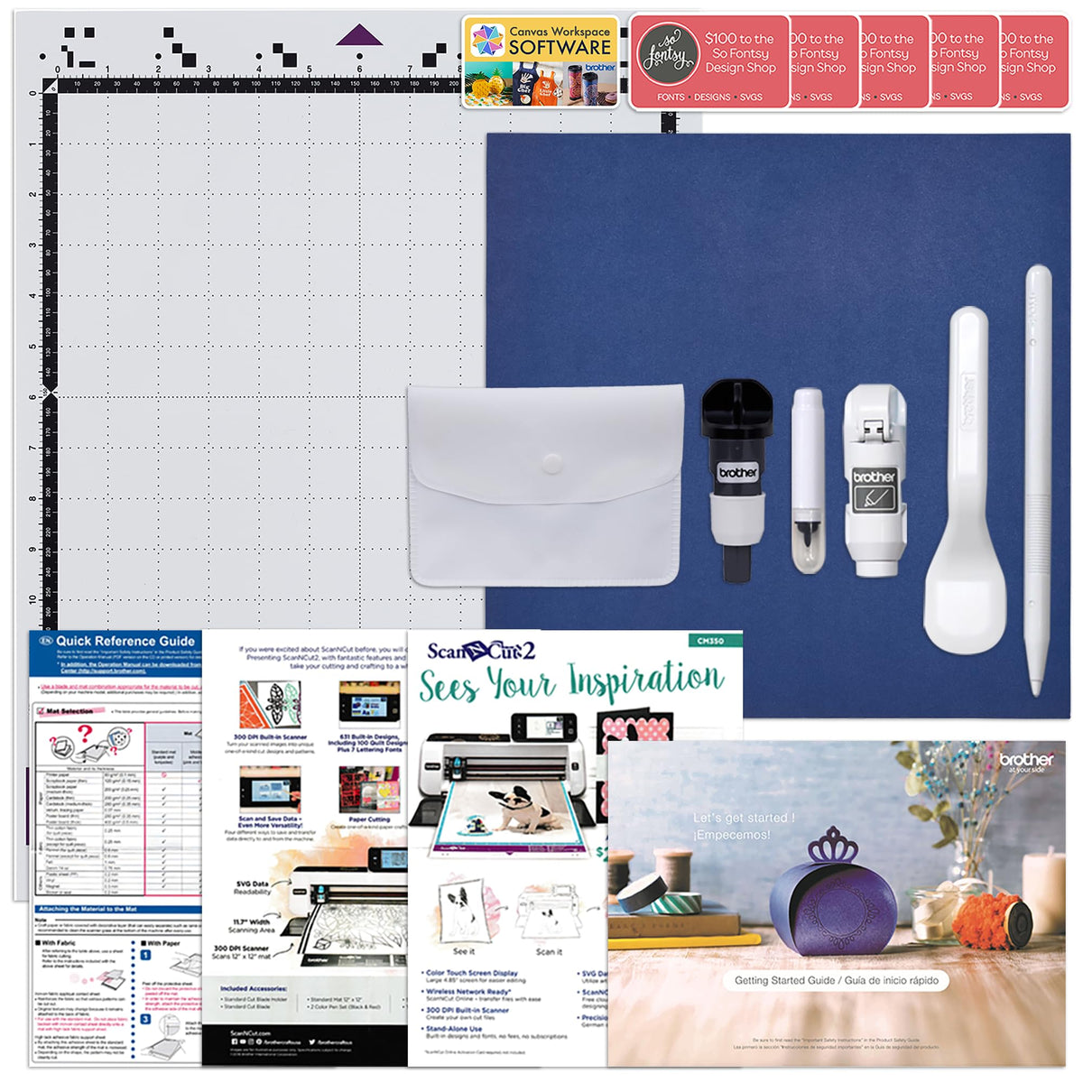SE2000 5" x 7" Embroidery & Sewing Machine Bundle with Brother ScanNCut SDX12E Vinyl Cutter – 5" x 7", Plastic, White, Pack of 2, Model BRTHR-DX125-BUNDLE-10