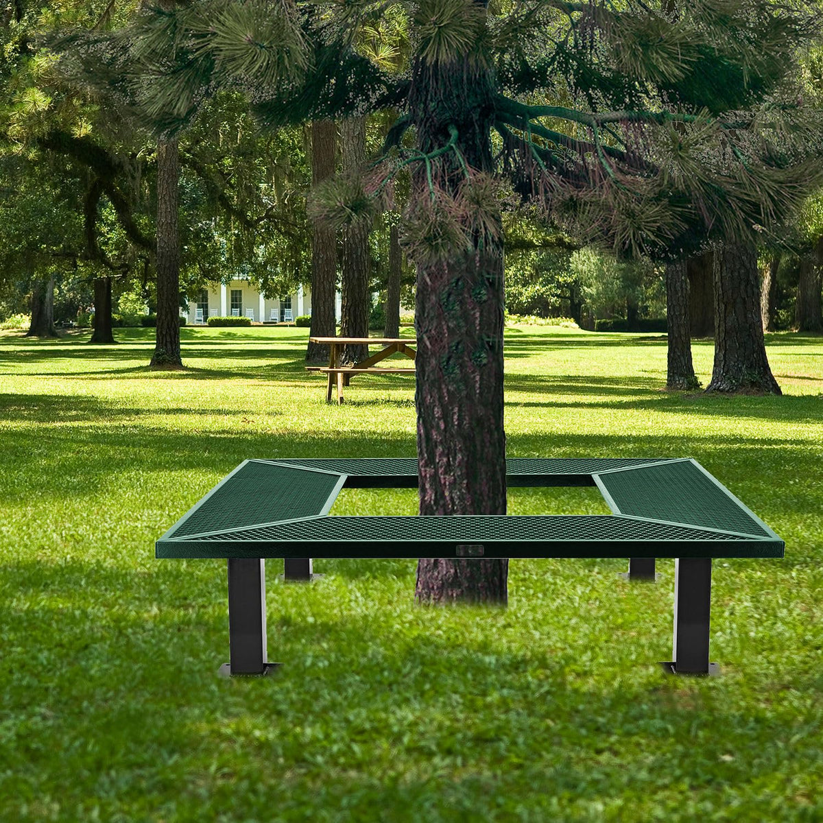 6' Square Outdoor Tree Bench by Global Industrial – 6 inches, Thermoplastic Coated Steel, Green, Model 277510GN