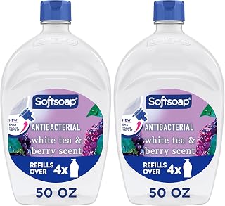Softsoap Antibacterial Liquid Hand Soap, Kitchen and Bathroom Hand Soap, White Tea and Berry Scent, 50 fl oz Refill (Pack of 2)