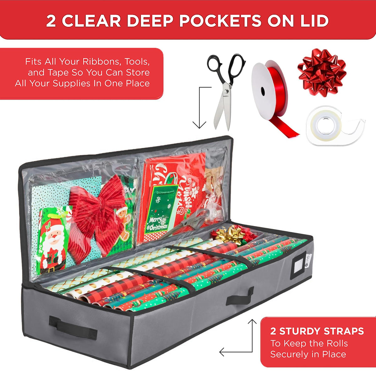 Holdn’ Storage Wrapping Paper Organizer Bag, Holds 40 Inch Rolls, Gray