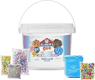 Elmer's Gue Premade Slime, Glassy Clear 3 Lb. Bucket - Includes 5 Sets of Slime Add-ins