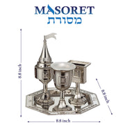 Masoret Nickel Havdalah Set, 4 Piece with Jerusalem Theme
