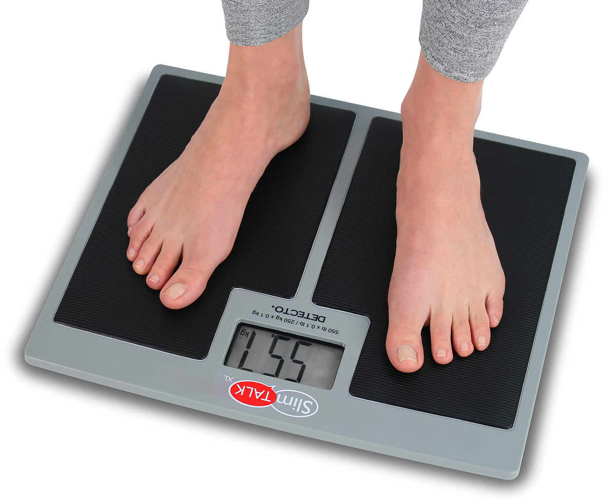 Talking Bathroom Scale by - 550lb Capacity by Detecto – Universal, Stainless Steel, Gray, Model SLIMTALKXL