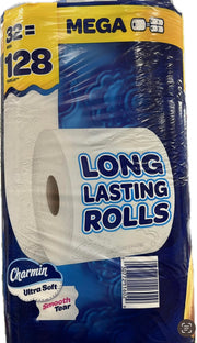 Ultra Soft Smooth Tear Toilet Paper by Charmin – 32 rolls of 224 sheets each, Paper, Yellow/Blue, Pack of 32, Model 313712