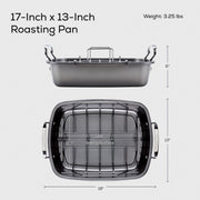 Circulon Roasting Pan and Rack, 17 x 13 Inch, Gray