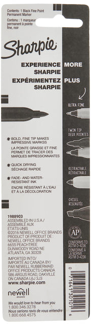 Sharpie Black / 1 Count (Pack of 5) / Permanent,Fine Permanent Markers