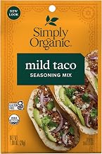 Simply Organic Mild Taco Seasoning Mix, Vegan Friendly, Kosher, USDA Certified Organic, Non-GMO, 1 Ounce