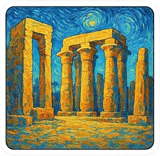 (3 Pack) Luxor Temple Post-Impressionist Gogh Style Sticker (2.75" x 2.75")
