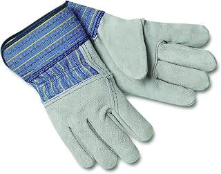 MCR Safety 1413A 3/4 Leather Back Men's Gloves, Large, Gray, 1-Pair