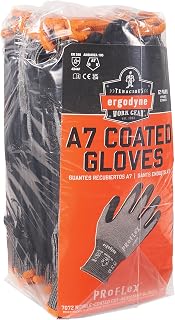 Ergodyne 7072 Cut Resistant Work Gloves, ANSI A7, ASX Nitrile Coated Palms for Enhanced Grip on All Surfaces, 12-Pack