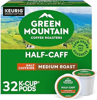 Green Mountain Coffee Roasters Half Caff, Single-Serve Keurig K-Cup Pods, Medium Roast Coffee Pods, 32 Count