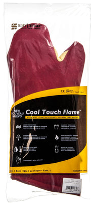 Carlisle FoodService Products Cool Touch Flame Conventional High Heat Intermittent Flame Protection up to 900°F Oven Mitt by San Jamar – 17", Fiber, Red, Model KT0218