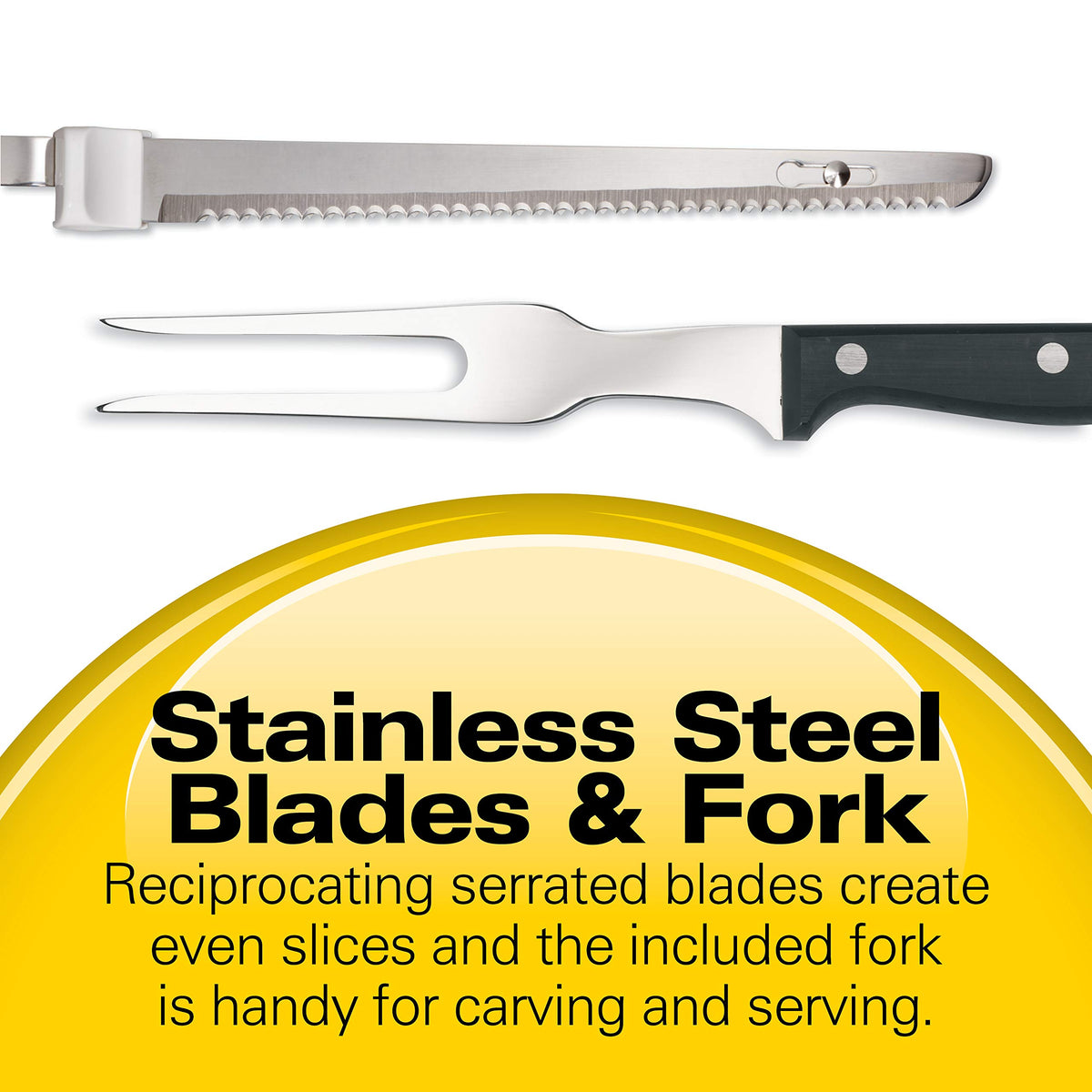 Electric Knife Set for Carving Meats by Hamilton Beach – 10", Metal, White, Model 74250R