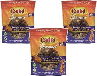 (3 Pack) Cadet Duck and Sweet Potato Dog Treat Wraps, 28 Ounces each