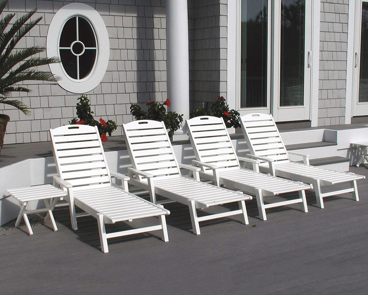 Nautical Arms Chaise by Polywood – 27 inches x 78.5 inches x 39 inches, High Density Polyethylene (HDPE), Teak, Model NCC2280TE