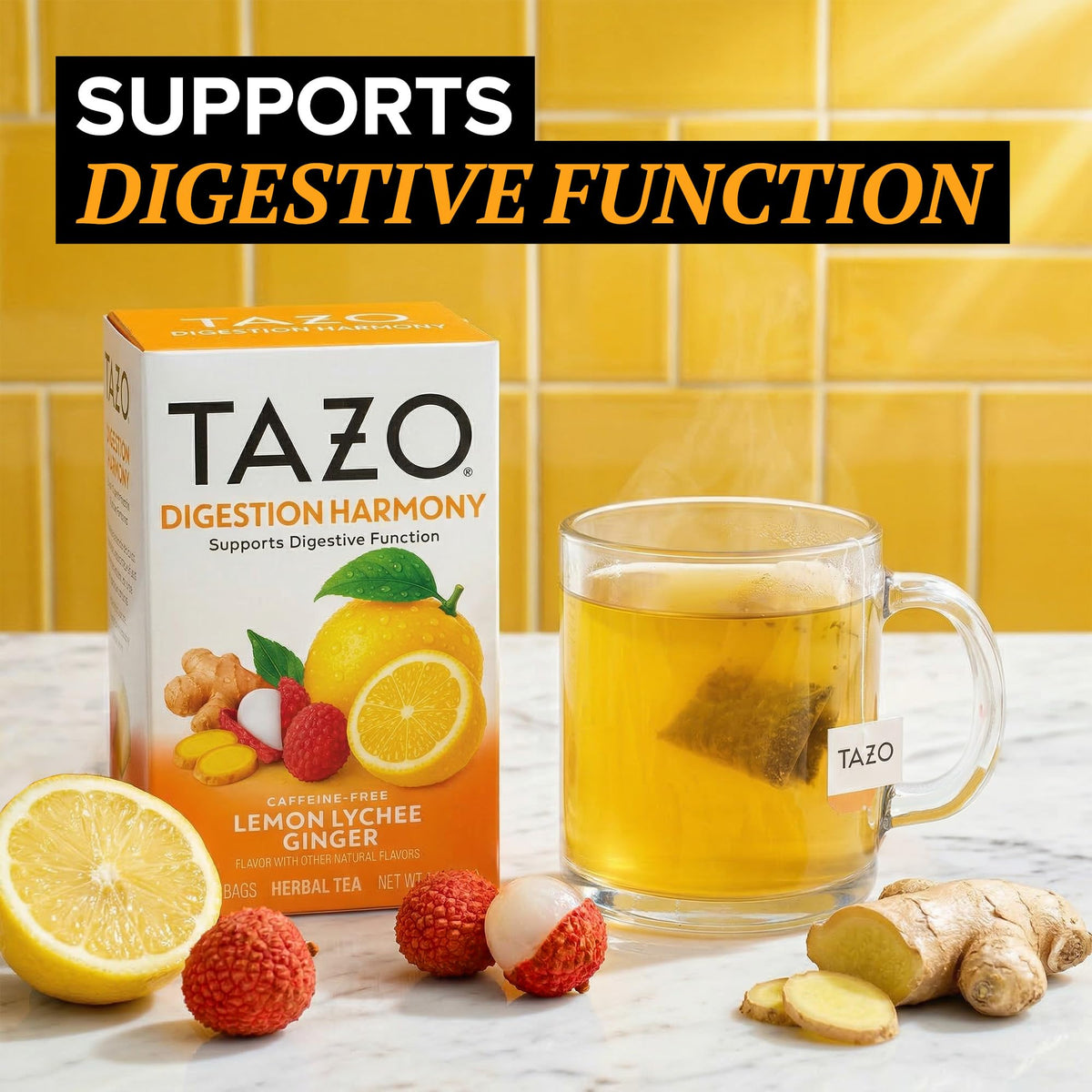 TAZO Lemon Lychee Ginger / 16 count (Pack of 1) / 16 Herbal
