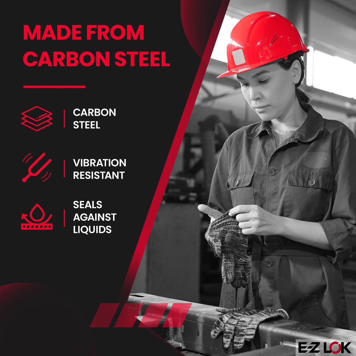E-Z LOK M12-1.75 Internal Threads, 3/4-10 External Threads, 16.66 mm Length / 21/32" / Red Thread Locking Inserts