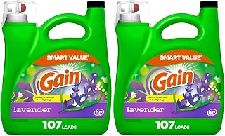 Gain Liquid Laundry Detergent, Lavender Scent, 154 fl oz, 107 loads, HE compatible, Laundry Detergent Liquid Soap (Pack of 2)