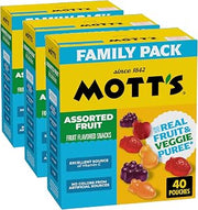 Mott's Fruit Flavored Snacks, Assorted Fruit, Pouches, 0.8 oz, 40 ct (Pack of 3)