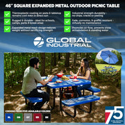 Global Industrial Green / 81D x 81W x 29.5H in / Industrial Picnic Tables