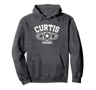 Curtis Vikings Soccer Ball 2025 HS Pullover Hoodie by Curtis Vikings Official High School Gear – Polyester, Blue, Model J3BR8CC0H8T