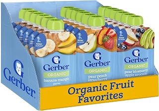 Gerber Stage 2 Organic Fruit Favorites Pouches, 3.5 Oz, 18 Pack
