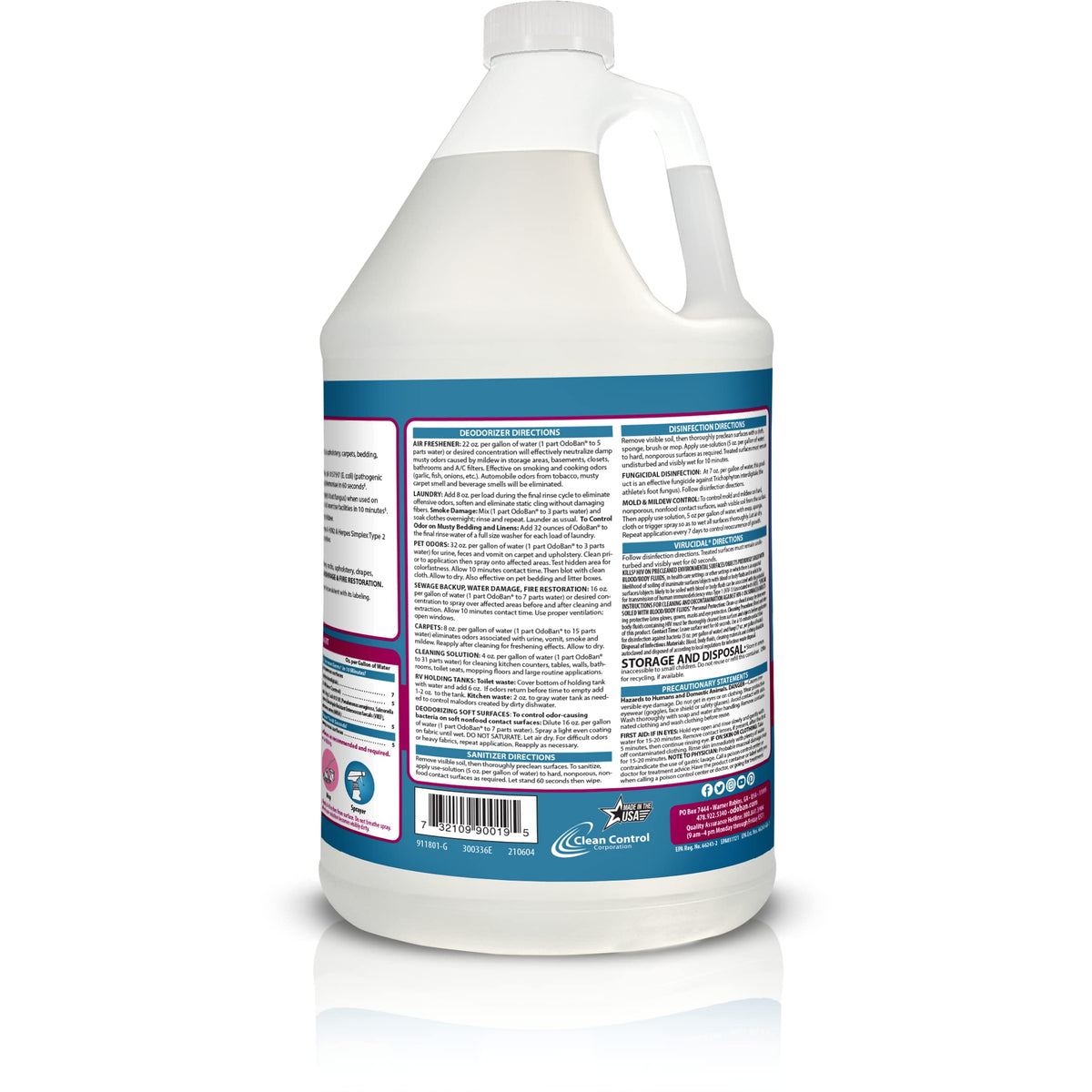 Disinfectant Concentrate and Odor Eliminator by OdoBan – 128 Fl Oz (Pack of 2), Plastic, Clear, Pack of 2, Model 911801