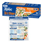 Zip 'n Steam Food Storage Cartons for Meal Prep by Ziploc – 9 inches x 2.3 inches x 2.9 inches (Pack of 12), Plastic, Pack of 12, Model 387799