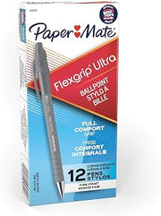 Paper Mate 9580131 FlexGrip Ultra Retractable Ballpoint Pen, Fine Point, Black, 12-Count