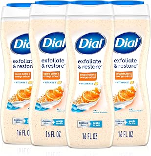 Dial Body Wash, Orange Peel & Cocoa Butter, Vitamin E, 16 Fl Oz, 4 Count