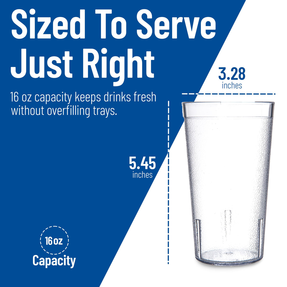 Carlisle Plastic Tumbler – 16 oz, Pebble Textured, Stackable, 24-Pack