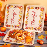 JarThenaAMCS Serving Trays, Set of 3 Melamine Platters, Watercolor Autumn Maple Leaves